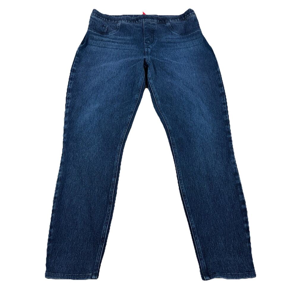 Spanx Womens XL Jeans Blue Denim Dark Wash Skinny Jegging High Rise Pull On - Picture 2 of 12